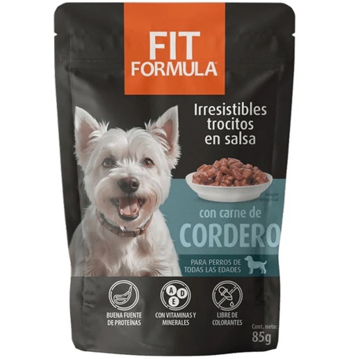 [7800006011597] Fit Formula Trocitos en Salsa con Carne de Cordero Alimento Húmedo Perros 85 g