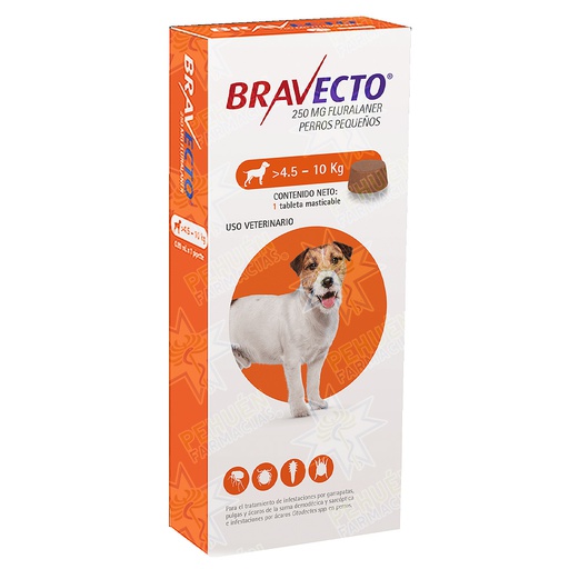 [8713184148971] Bravecto Perros 4,6 a 10 kg 250 mg 1 Comprimido 12 Semanas MSD